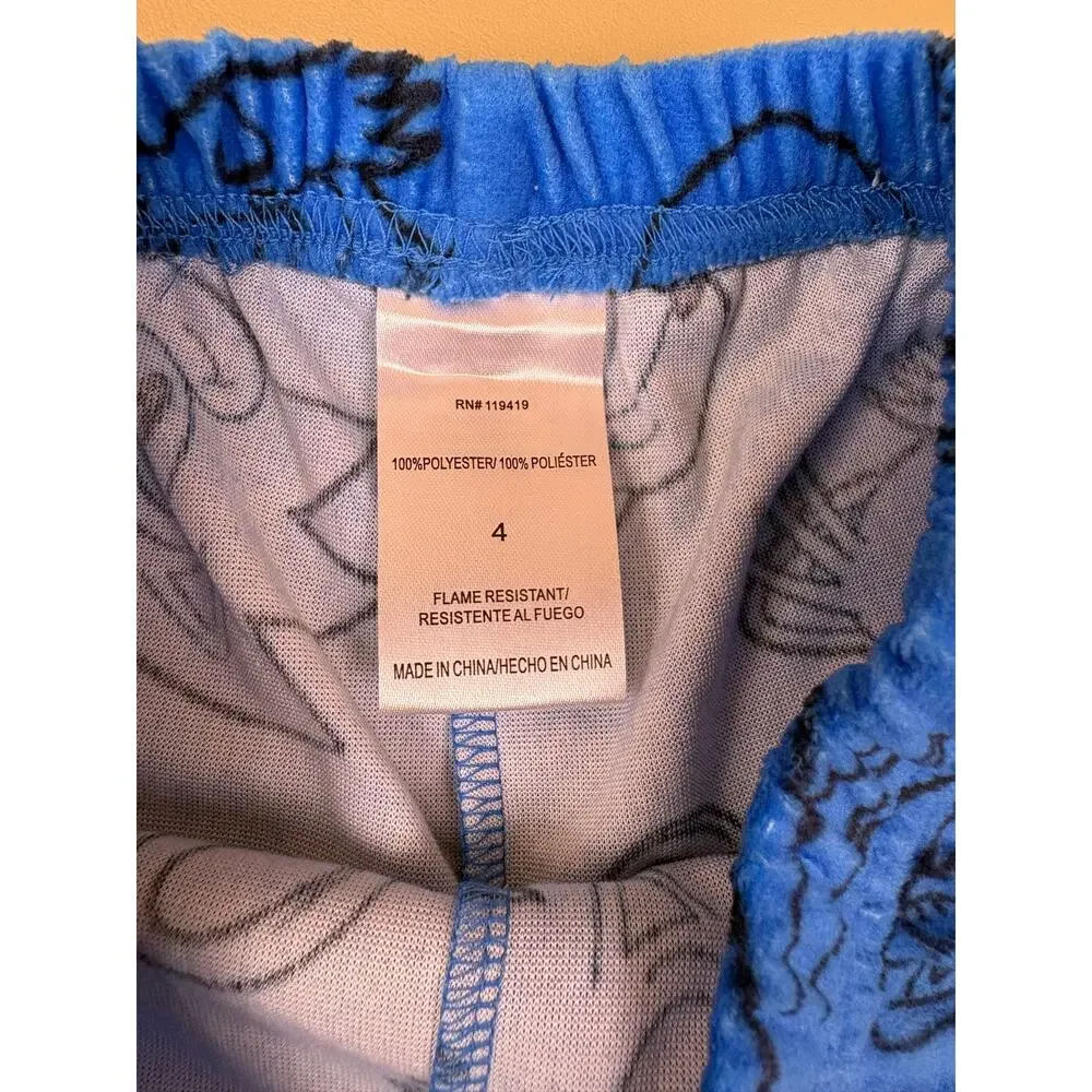 Sonic the Hedgehog Pajama Pants Kids Size 4 Blue Fleece Tails Knuckles NWOT